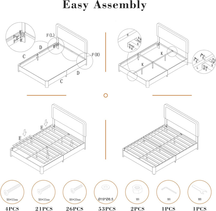 Queen Bed Frame, Velvet Fabric Upholstered Platform Bed with Button Tufted Headboard, Strong Wooden Slats Support, Noise Free, Easy Assembly, Adjustable Headboard, No Box Spring Needed, Beige | Plush Velvet, Varied Fit, Velero Design, Rounded Legs