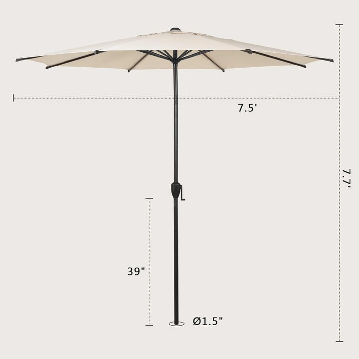 9Ft Outdoor Patio Umbrella W/ Push Button Tilt & Crank, 8 Ribs, Beige