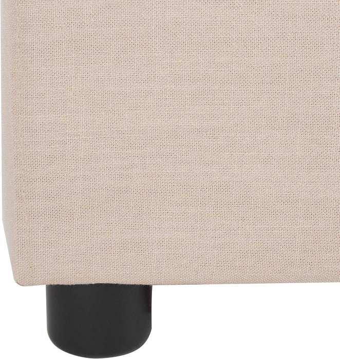 Home Carter Contemporary Beige Linen Bed, Queen