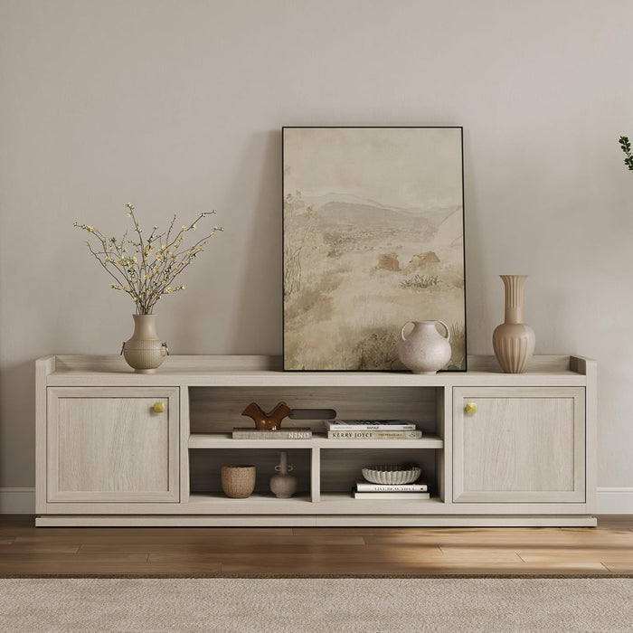 TV Stand Entertainment Center - 67" TV Console for Living Room Modern TV Stand for Bedroom, Media Console with Shelf and Cabinet, Entertainment Stand for Tvs up to 65 75 Inch(Grey White Oak)