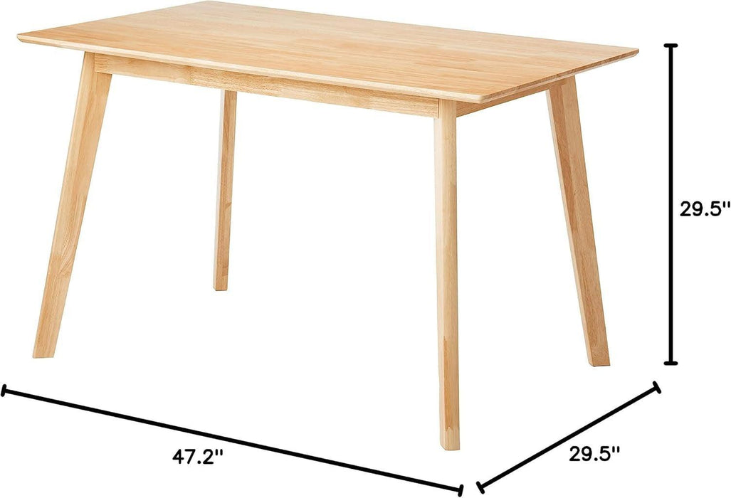 FSC Certified Solid Wood Kitchen Rectangular Dining Table, Easy to Assemble, 29.5"D X 47.2"W X 29.5"H, Natural Wood