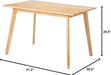 FSC Certified Solid Wood Kitchen Rectangular Dining Table, Easy to Assemble, 29.5"D X 47.2"W X 29.5"H, Natural Wood