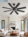 52 Inch Ceiling Fan No Light, 8 Blades Black Ceiling Fans without Lights, Quiet Rerverible DC Motor, 6Speeds, for Bedroom, Living Room, Home Office and Patio