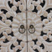 Handcrafted Oak Wood Cabinet With Floral Embellishments
