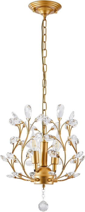 3-Light Crystal Chandeliers,Ceiling Lights,Crystal Pendant Lighting,Ceiling Light Fixtures for Living Room Dining Room Bedroom Restaurant Porch(Gold)