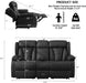 72.8" Loveseat Recliner Sofa, Manual Reclining Couch with Console, AC Outlet & USB-A/USB-C Ports, Wall Hugger RV Sofa for Living Room & Home Theater with Cup Holders (Black Console with LED)