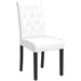 Yaheetech Dining Chairs with Leather Seat and Solid Wood Legs Button Tufted Padded Kitchen Chair Accent Side Chair for Home Kitchen and Restaurant, Set of 6, White