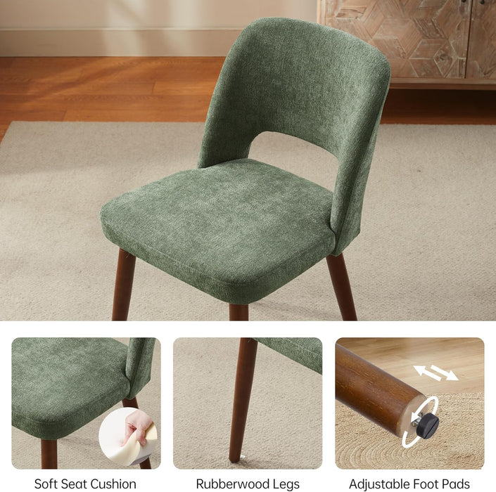 Wooden Dining Chairs Set of 4, Fabric Dining Room Chairs, Green