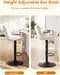Swivel Bar Stools Set of 2, Height Adjustable Counter Height Bar Stools with Open Back and Footrest, Premium Faux PU Leather, Modern Upholstered Bar Chairs for Kitchen Island/Bar/Counter, White