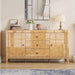 60" Glossy Burl Wood Sideboard Buffet with Storage | Mid-Century Modern Style, Buffet Cabinet with 3 Drawers & 2 Closed Storage for Dining Room, Living Room, Blond Burl