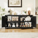 60" Buffet Cabinet with Storage, 4 Doors Sideboard Buffet Cabinet with Adjustable Shelves, Modern Coffee Bar Console Table for Living Room, Kitchen, Entryway, Black