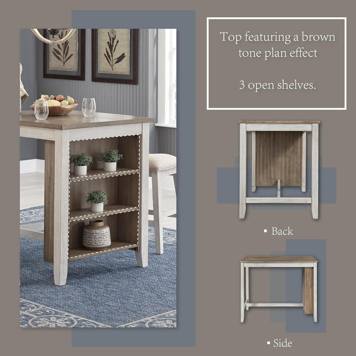 Skempton 3 Piece Counter Height Dining Set, Includes Table and 2 Barstools, Whitewash