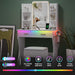 White Vanity Desk With Illuminated Mirror Compartment