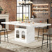63" Modern White Faux Marble Dining Table for 6 with Storage Cabinet | Rectangular Kitchen Dinner Table with 3-Tier Shelves and an Acrylic Door, Seats 4-6,Table Only for Dining Room and Apartment