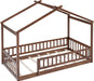 Montessori Floor Twin Bed Kids NoBoxSpring WalnutFinish