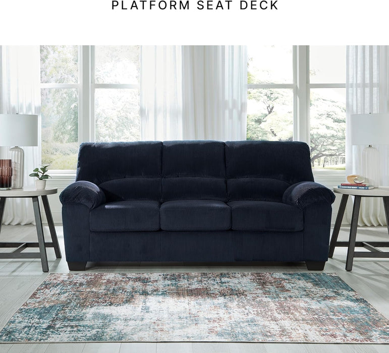 Blue Corduroy Contemporary Sofa For Comfortable Living