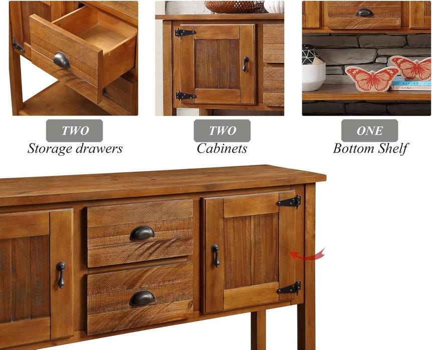 Brown Rustic Wood Sideboard 46Inch Storage Cabinet