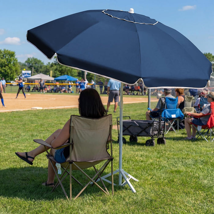 6.5Ft Sun Shade Umbrellas, Portable Umbrella with Stand, Lightweight Sun Protection Free Standing Sport Umbrella for Outdoor Sports, Camping, Fishing, Patio, Beach, Navy