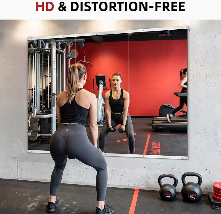 Home Gym Mirror for Wall, 50"X25"-3Pcs Frameless Tempered Glass Mirror