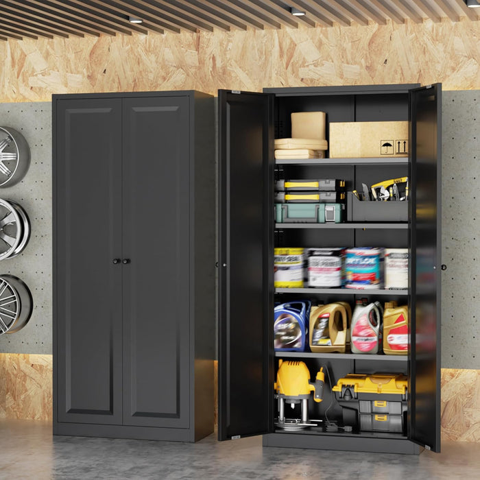 SixtyThreeInch MatteBlack Pantry Cabinet TwinDoors