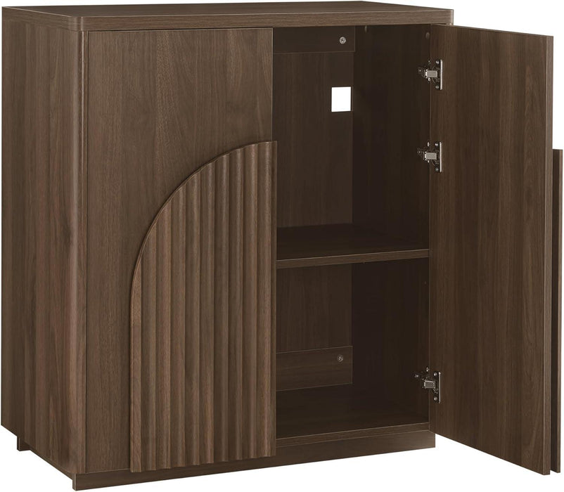 Sideboard Buffet Cabinet with Storage, Small Storage Cabinet with Doors and Shelves for Living Room Accent, Bar, Kitchen, Set of 2, Walnut