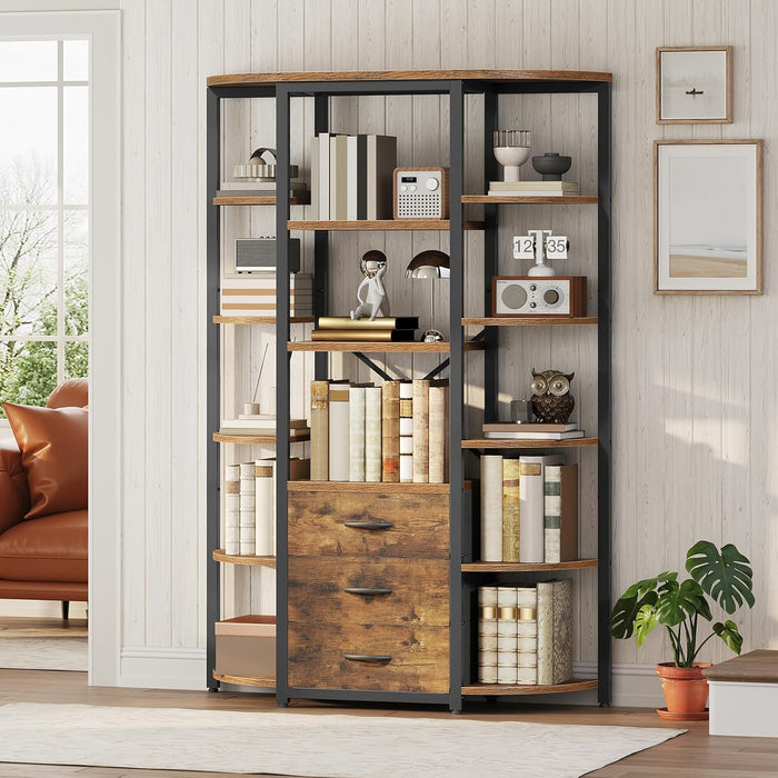 6 Tier Bookshelf, Industrial Large Triple Bookcase
