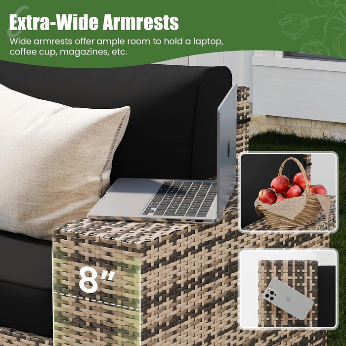 5 Piece Patio Set with Fire Pit Table, 8 Inch Armrest