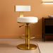 Counter Height Bar Stools with Back, Modern Adjustable Height Barstools Swivel Bar Chairs with Polished Gold Stainless Steel Legs and Comfortable Cushion for Kitchen Island Counter (White)