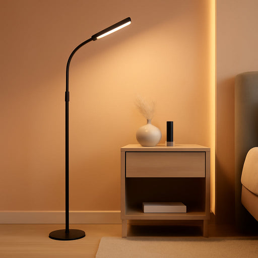 Floor Lamp, 15W/1000Lm Bright LED Floor Lamp with Stepless Adjustable 3000K-6000K Colors and Dimmer, Remote and Touch Control, Adjustable Floor Lamp for Living Room