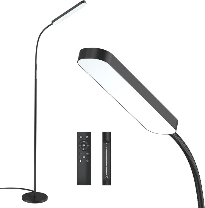 Floor Lamp, 15W/1000Lm Bright LED Floor Lamp with Stepless Adjustable 3000K-6000K Colors and Dimmer, Remote and Touch Control, Adjustable Floor Lamp for Living Room