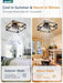 Caged Flush Mount Ceiling Fans with Lights and Remote, Black Square Rustic Low Profile Ceiling Fan, 6 Speed and Reversible, Small Farmhouse Bladeless Ceiling Fan for Bedroom, Kitchen, Indoor