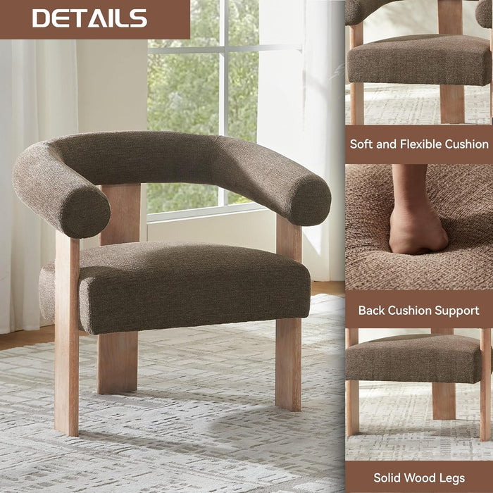 Brown GenerouslyPadded Upholstered Armchair Set Of Two