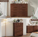 Walnut 6 Drawer Dresser for Bedroom, 44" Tall Dressers & Chest of Drawers W/Solid Wood Handle, Wood Mid Century Closet Organizers and Storage Cabinet for Bedroom, Living Room, Hallway, Walnut