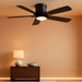 Ceiling Fans with Lights, 42 Inch Low Profile Ceiling Fan with Light and Remote Control, Flush Mount, Reversible Motor, Dimmable, Noiseless, Black Ceiling Fan for Bedroom, Indoor/Outdoor Use