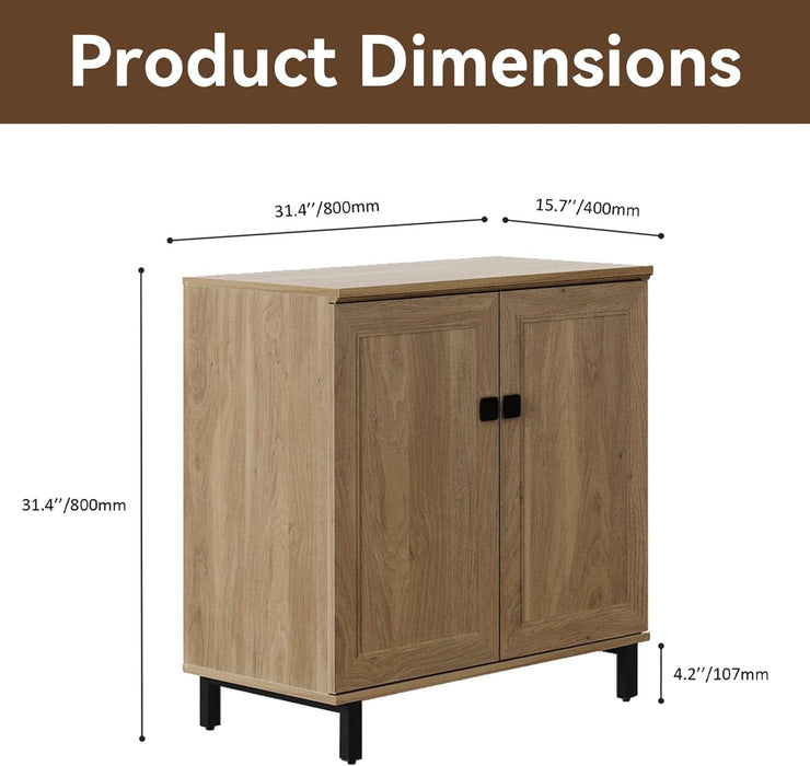 Buffet Sideboard Cabinet Farmhouse Modern 2 in 1 Storage Cabinet with Adjustable Shelves for Kitchen, Coffee Bar, Living Room, Oak