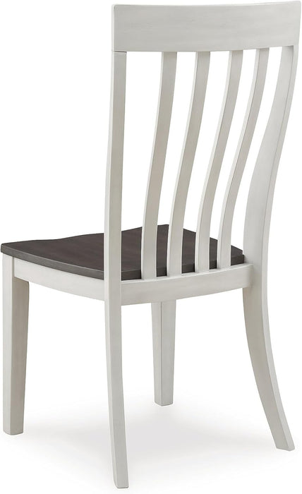 Darborn Farmhouse Armless Dining Chair with Contoured Seat, Set of 2, White & Gray