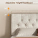 Queen Bed Frame, Velvet Fabric Upholstered Platform Bed with Button Tufted Headboard, Strong Wooden Slats Support, Noise Free, Easy Assembly, Adjustable Headboard, No Box Spring Needed, Beige | Plush Velvet, Varied Fit, Velero Design, Rounded Legs