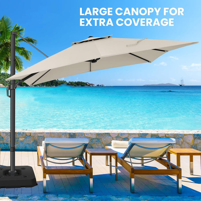 Outdoor Patio Umbrella - 10Ft Cantilever Umbrella for Patio Heavy Duty Offset Umbrellas with Stand, 360 Rotation Double Top Large Table Umbrella on Clearance for Deck Pool Backyard