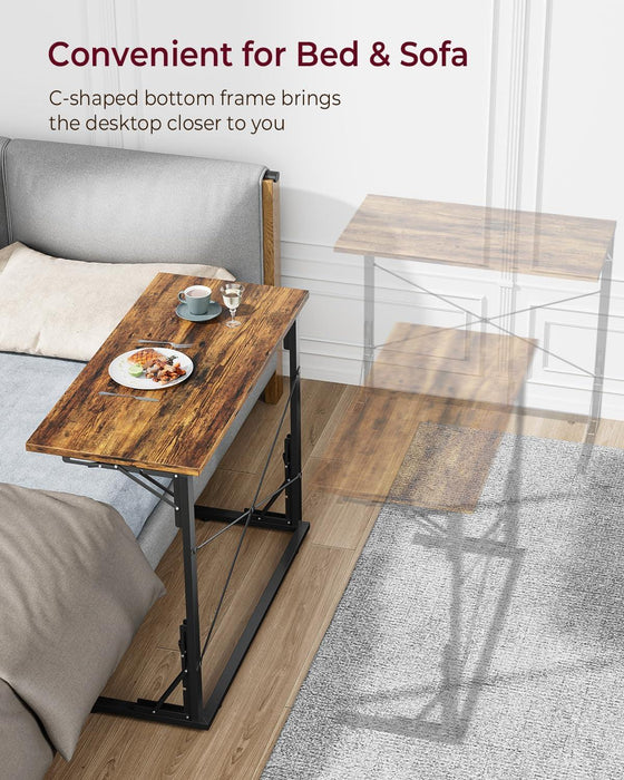 31.5Inch Collapsible Tray Desk RusticBrown Premium Finish