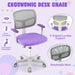 Kids Desk Chair, Ergonomic Kids Swivel Study Chair with Lumbar Support, Breathable Mesh & Universal Wheels, Height Adjustable Kids Computer Chair for Boys & Girls (Violet)