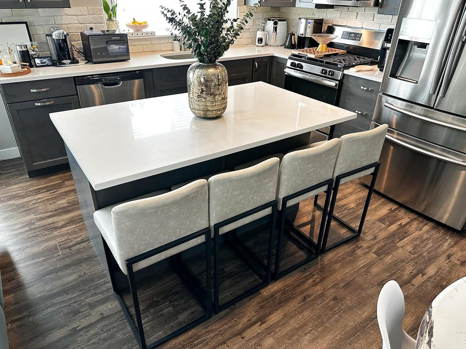 Bar Stools Set of 4 - Counter Height Bar Stool Pu Leather Kitchen Modern Bar Chairs, Bar Stools with Back