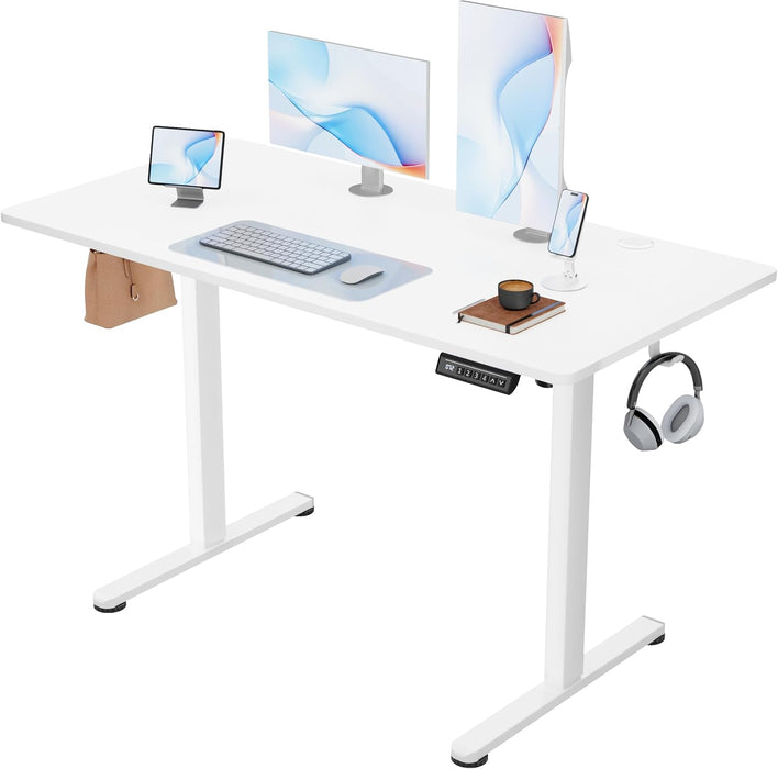 Electric Standing Desk, 45 X 24 Inches Sit Stand up Desk, Sit Stand Height Adjustable Home Office Desk with 4 Height Position Memory (White, 45)