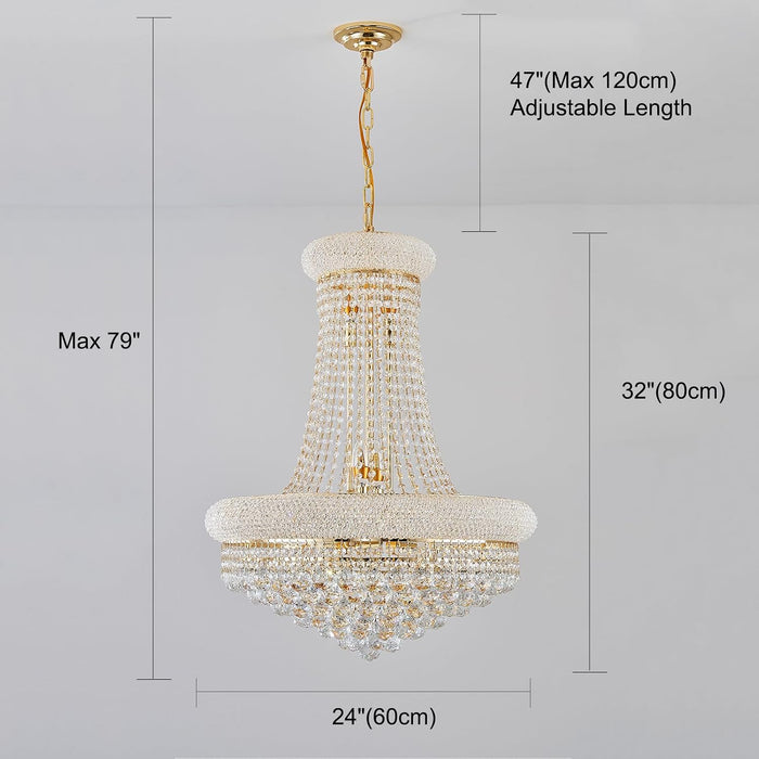 Gold Empire Crystal Chandelier 24Inch Lighting Fixture