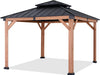 Wood Gazebo 11X11 - Outdoor Patio Wooden Gazebo with Hardtop Metal Double Roof for Garden, Backyard and Deck (Double Roof)