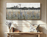 Large Vintage Framed Canvas Wall Art for Living Room, Rustic Farmhouse Countryside Windmill and Barn Landscape Painting, Retro Wildflower Field Meadow Print, 48"X24" Ready to Hang