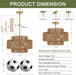 Boho Rattan Chandelier Four Light Fixture Goldtone