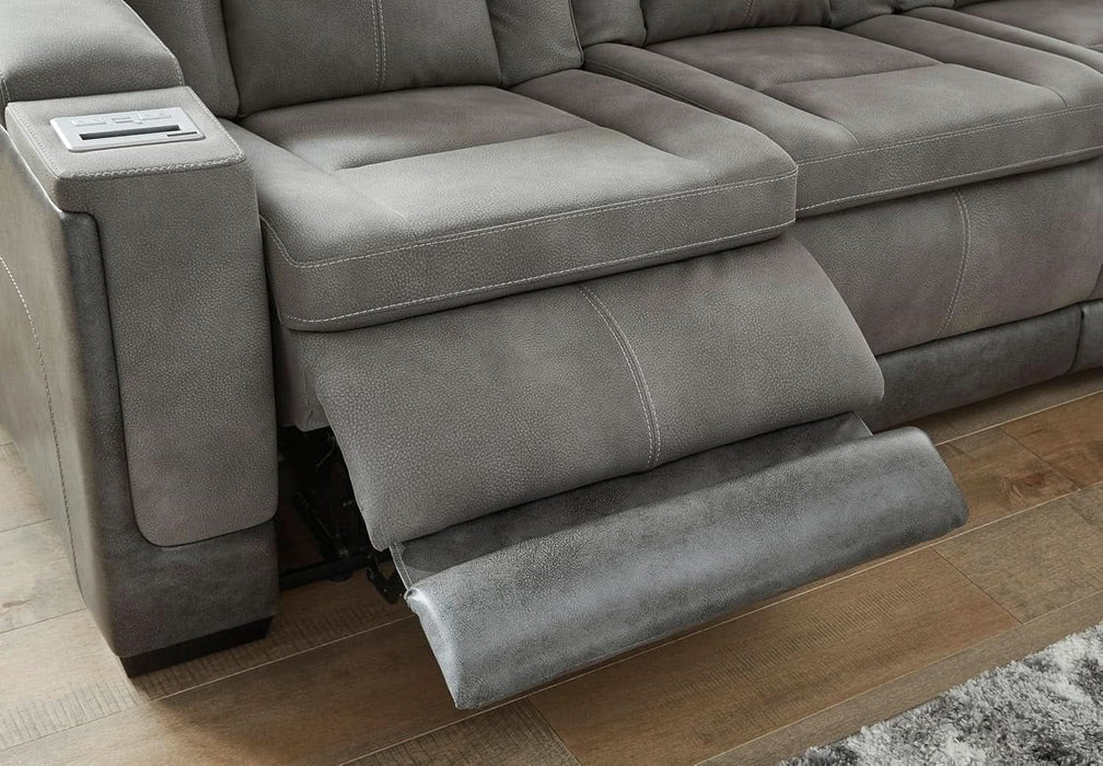 Next-Gen Durapella Modern Faux Leather Power Reclining Sofa with Adjustable Headrest, Gray