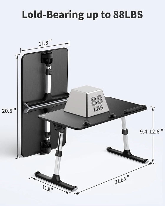 Laptop Desk for Bed,  Height & Angle Adjustable Laptop Stand for Bed, Lap Desk Bed Tray Table, Light Weight Foldable Portable Laptop Table for Couch Sofa Chair Floor Desk for Adults, Kids (Black)