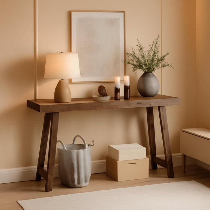 Entryway Console Table with Charging Station, USB-C Port, 47.2 Inch Sofa Table with Metal Legs, Entry Hallway Table with Thicker Desktop, Modern behind Couch Table, Rustic Brown