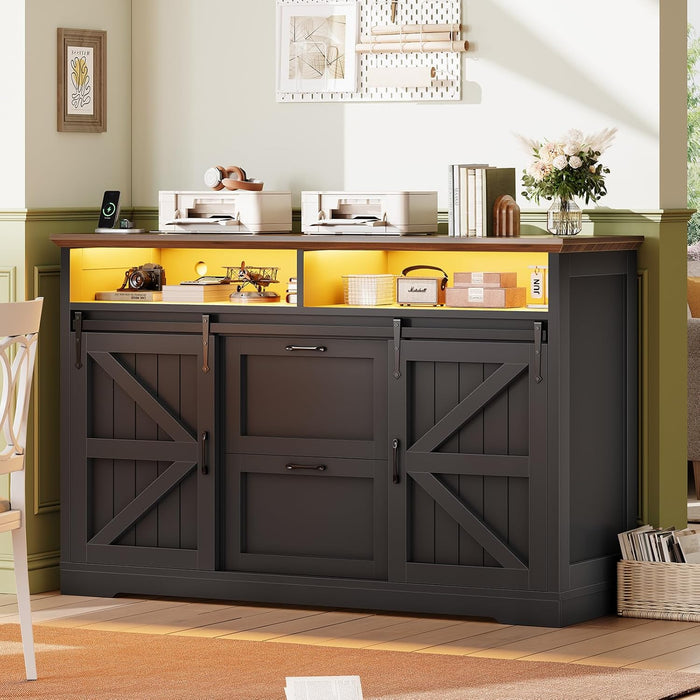 47.2 Black File Cabinet With Organization Solutions
